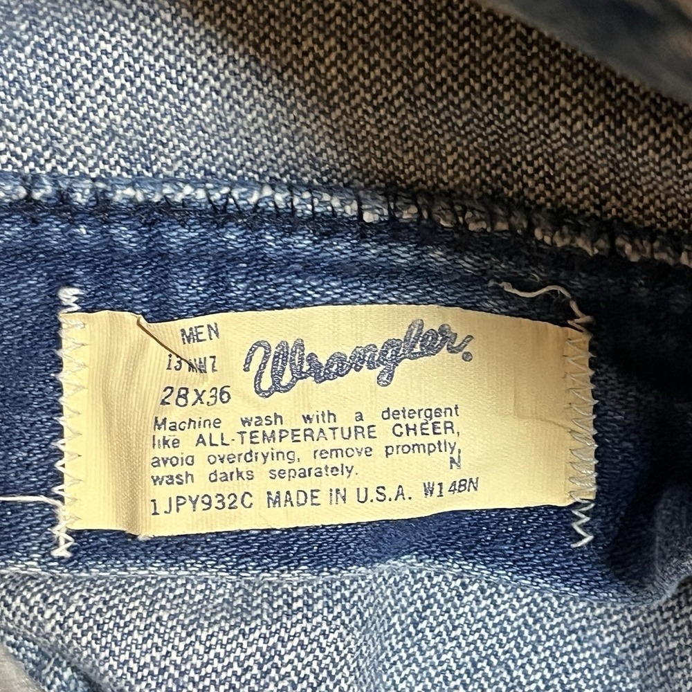 Vintage Wrangler Jeans Mens 26x34 13MWZ Blue Distressed 70s 80s Made In USA